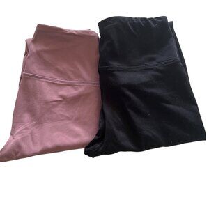 Bundle High-Waisted Yoga Leggings Bundle Black & Mauve Full Length Womens S